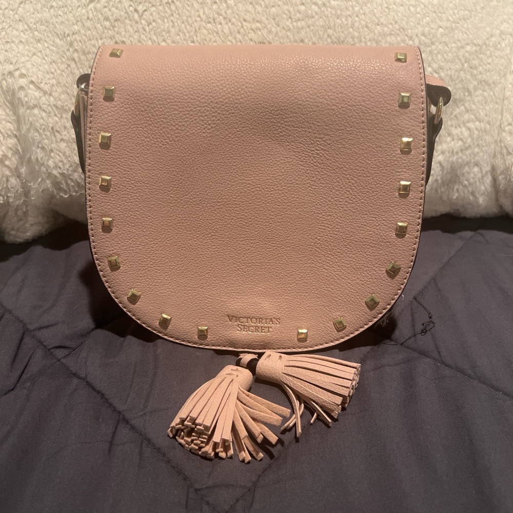Victoria's Secret Pink and Gold Crossbody Bag with Studded Flap